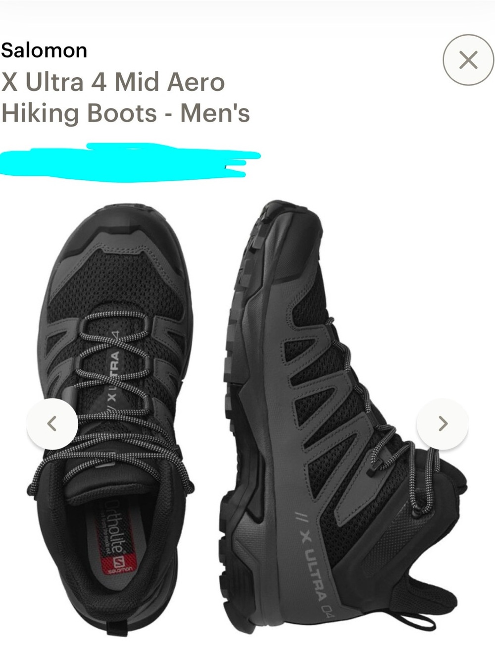 Salomon X Ultra 4 Mid Aero Men's Hiking Boots - Black/Gray NEW Never Worn